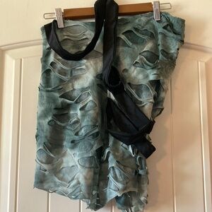 Unique Textured Jade and Black Dance Costume Top